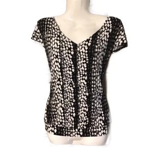 Worthington Black White & Gray Printed Dress Shirt Silk Feeling